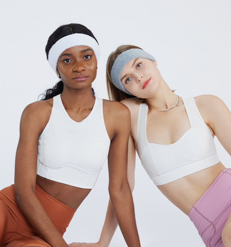 Womens White Sports Bra - Pumpkin and Bean